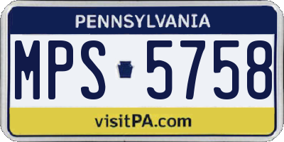 PA license plate MPS5758