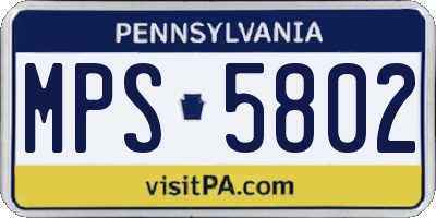 PA license plate MPS5802