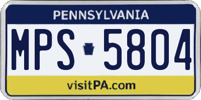 PA license plate MPS5804