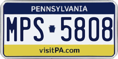 PA license plate MPS5808
