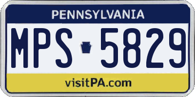 PA license plate MPS5829