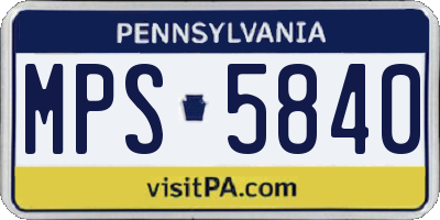 PA license plate MPS5840