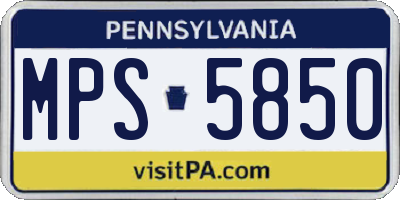 PA license plate MPS5850