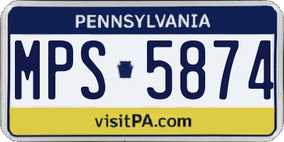 PA license plate MPS5874