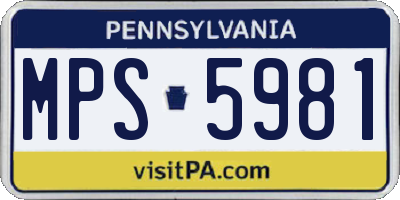 PA license plate MPS5981