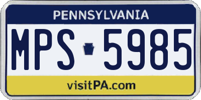 PA license plate MPS5985