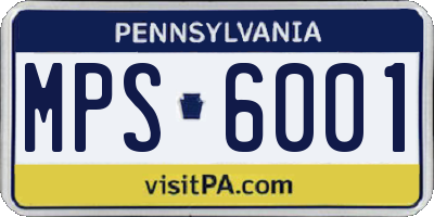 PA license plate MPS6001