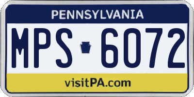 PA license plate MPS6072