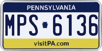PA license plate MPS6136