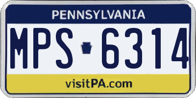 PA license plate MPS6314