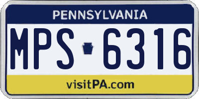 PA license plate MPS6316
