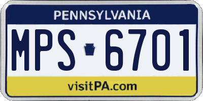 PA license plate MPS6701