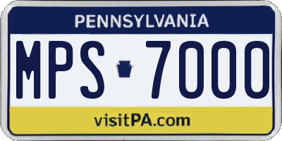 PA license plate MPS7000