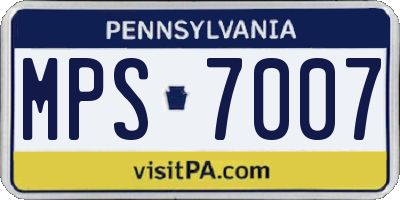 PA license plate MPS7007