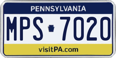 PA license plate MPS7020