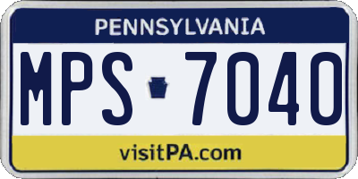 PA license plate MPS7040