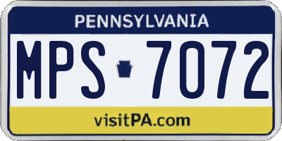 PA license plate MPS7072