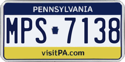 PA license plate MPS7138