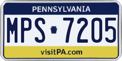 PA license plate MPS7205