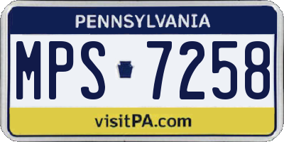 PA license plate MPS7258