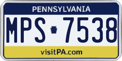 PA license plate MPS7538