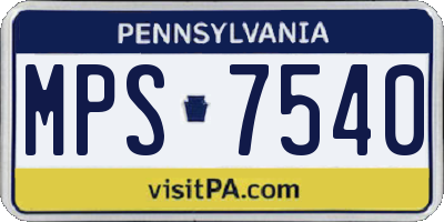 PA license plate MPS7540
