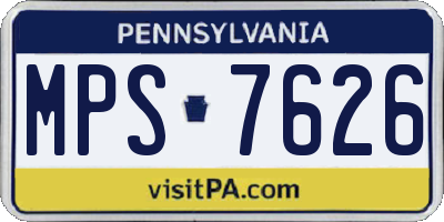 PA license plate MPS7626