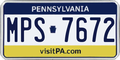 PA license plate MPS7672