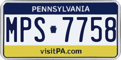 PA license plate MPS7758