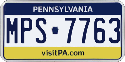 PA license plate MPS7763