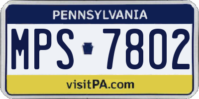 PA license plate MPS7802