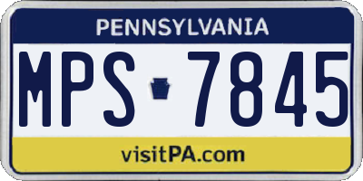 PA license plate MPS7845