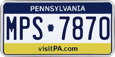 PA license plate MPS7870