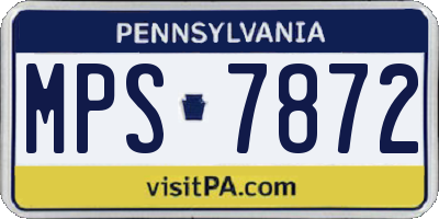PA license plate MPS7872