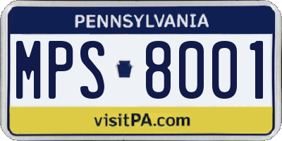 PA license plate MPS8001