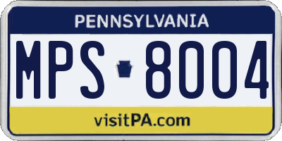 PA license plate MPS8004
