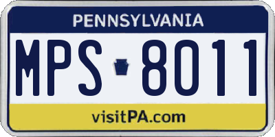 PA license plate MPS8011
