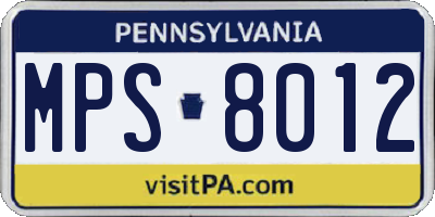 PA license plate MPS8012