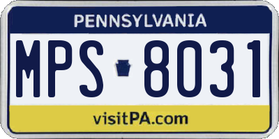 PA license plate MPS8031