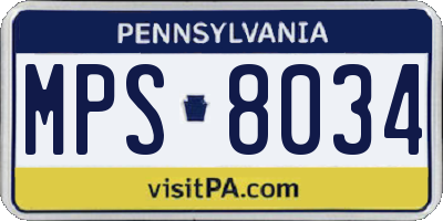 PA license plate MPS8034