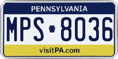 PA license plate MPS8036