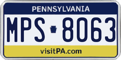 PA license plate MPS8063