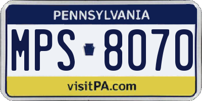 PA license plate MPS8070