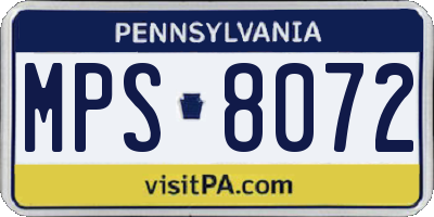 PA license plate MPS8072