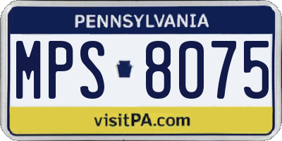 PA license plate MPS8075