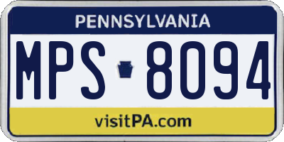 PA license plate MPS8094