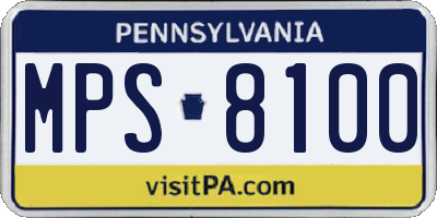 PA license plate MPS8100