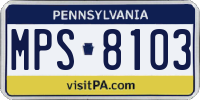 PA license plate MPS8103