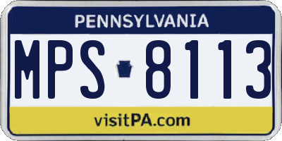 PA license plate MPS8113