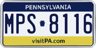 PA license plate MPS8116